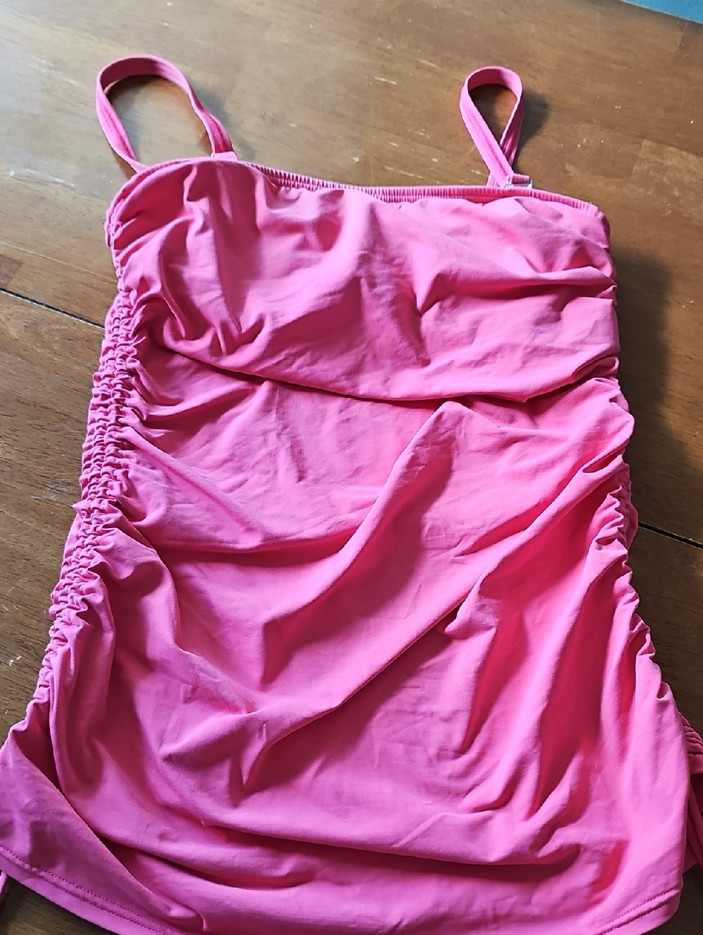 Pink Ruched Tankini Swim Top - Picture 2 of 9
